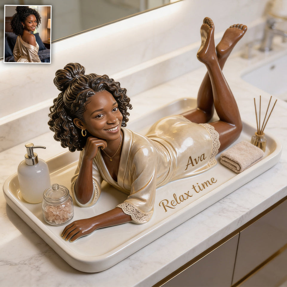Hot Woman Bathroom Decor - Personalized Self Love Catch-All Tray
