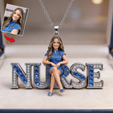 Proud Nurse - Personalized Nurse Shaped Metal Pendant Necklace