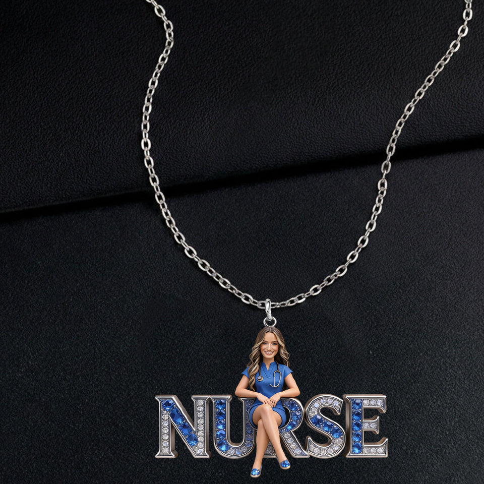 Proud Nurse - Personalized Nurse Shaped Metal Pendant Necklace