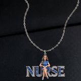 Proud Nurse - Personalized Nurse Shaped Metal Pendant Necklace