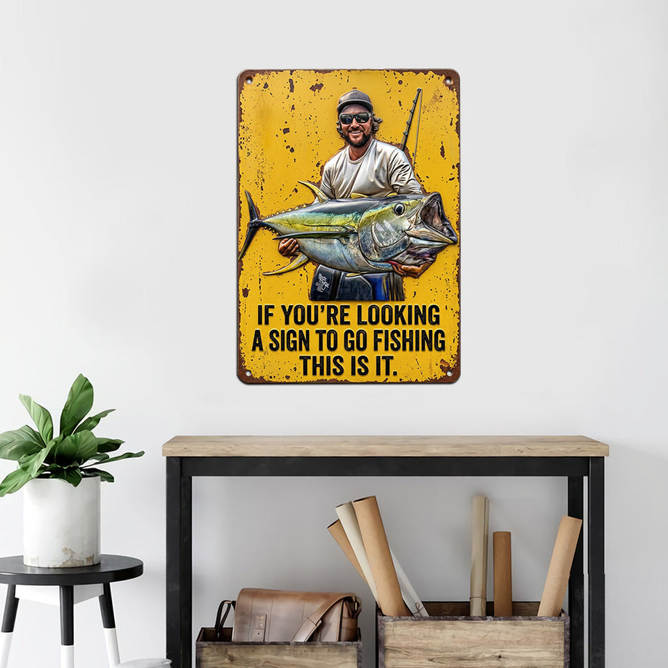 If You're Looking For A Sign - Personalized Fishing Cut Metal Sign