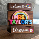 Welcome To Teacher's Classroom - Personalized Teacher Custom Shaped Wood Plaque
