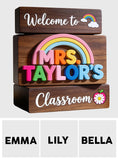 Welcome To Teacher's Classroom - Personalized Teacher Custom Shaped Wood Plaque