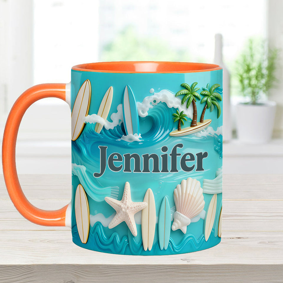 Love Surfing - Personalized Surfing Accent Mug & Coaster