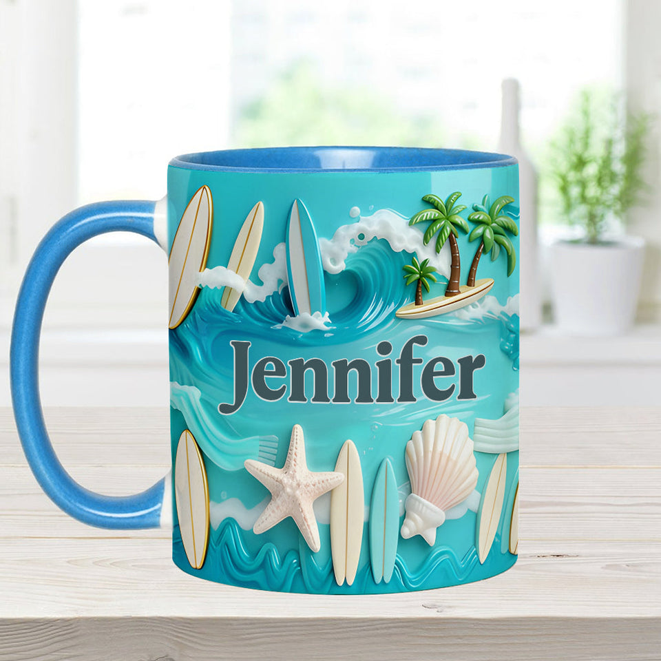 Love Surfing - Personalized Surfing Accent Mug & Coaster