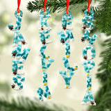 Sea Glass-Textured Christmas Alphabet - Personalized Family Custom Shaped Ornament