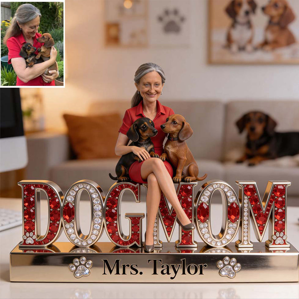 Bling Dog Mom - Personalized Dog Custom Shaped Acrylic Plaque