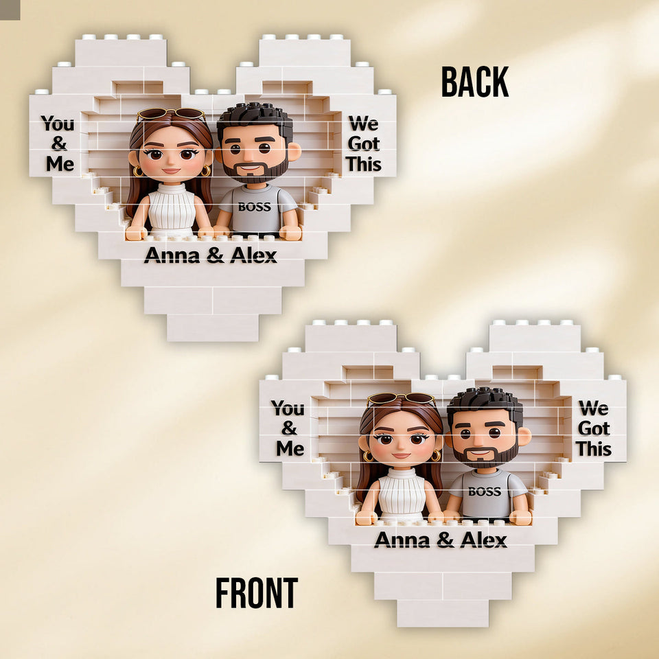Together We Build A Life We Love - Personalized Couple Heart Building Brick Blocks Printed On Both Sides