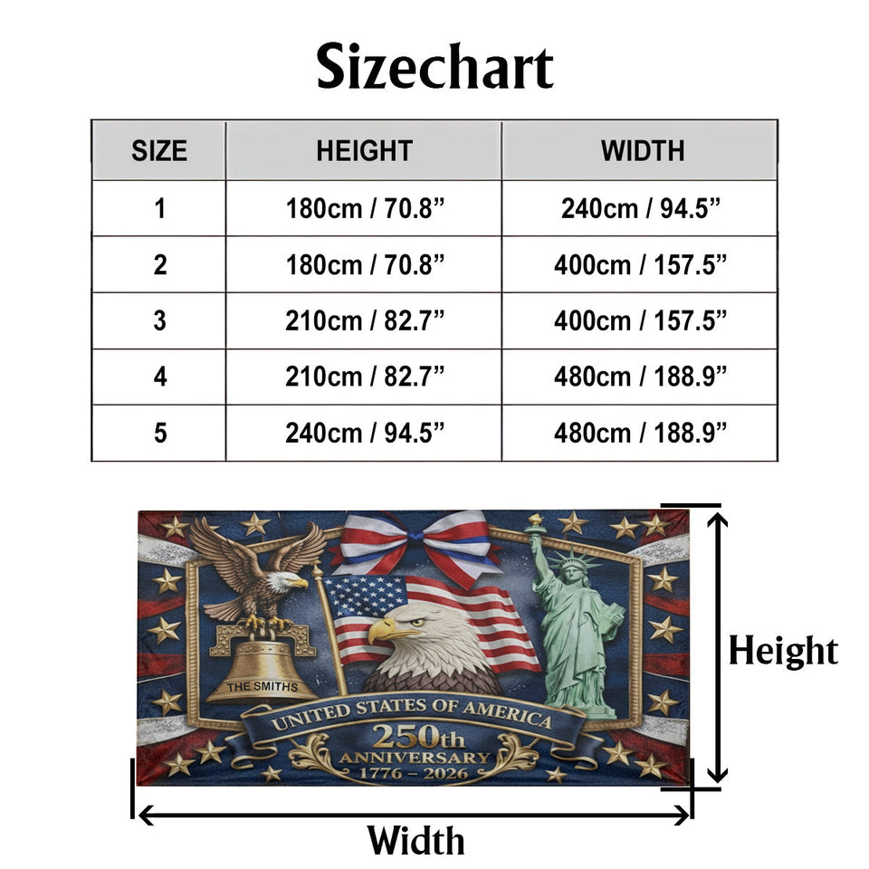 USA 250th Anniversary - Personalized Patriot Garage Door Banner