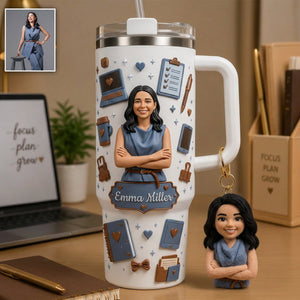 Any Photo Gift For Colleagues - Personalized Colleague Tumbler With Plush Charm
