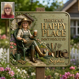 Garden Is My Happy Place - Personalized Gardening 3D Printed Cut Metal Sign