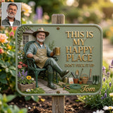 Garden Is My Happy Place - Personalized Gardening 3D Printed Cut Metal Sign