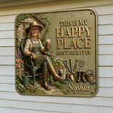 Garden Is My Happy Place - Personalized Gardening 3D Printed Cut Metal Sign