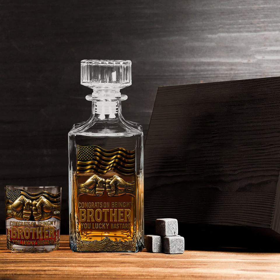 Congrat On Being My Brother - Personalized Sibling Whiskey Glass