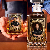 Custom Any Photo - Personalized Police Officer Whiskey Decanter Set