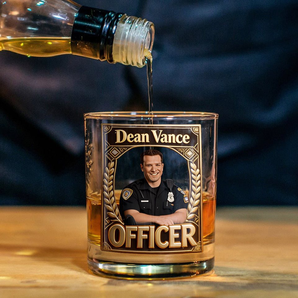 Custom Any Photo - Personalized Police Officer Whiskey Decanter Set
