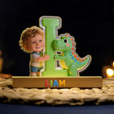 Dinosaur Alphabet Letter & Custom Photo - - Personalized Kid Shaped Led Night Light