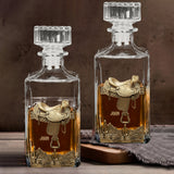 Horseshoe And Saddle - Personalized Horse Whiskey Decanter Set