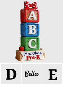 ABC Blocks 3D Shaped Plaque - Personalized Teacher Custom Shaped Wood Sign