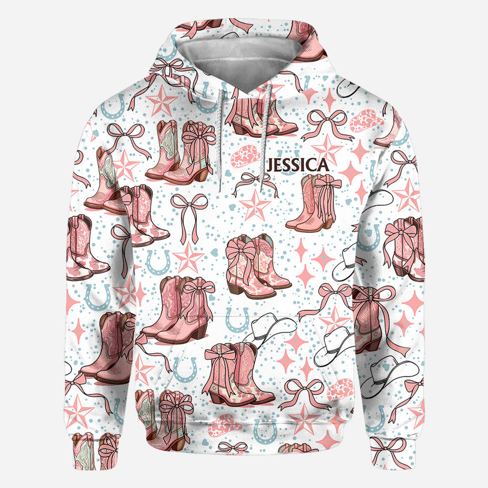 Coquette Cowgirl Boots and Bows - Personalized Cowgirl All Over Shirt