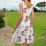 Coquette Cowgirl Boots and Bows - Personalized Cowgirl Sleeveless Dress
