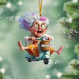 Motorcycle-Riding Grandma - Personalized Grandma Ornament