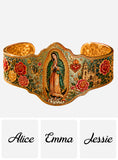Mexican Goddess, Guadalupe - Personalized Christian Shaped Cuff Bracelet