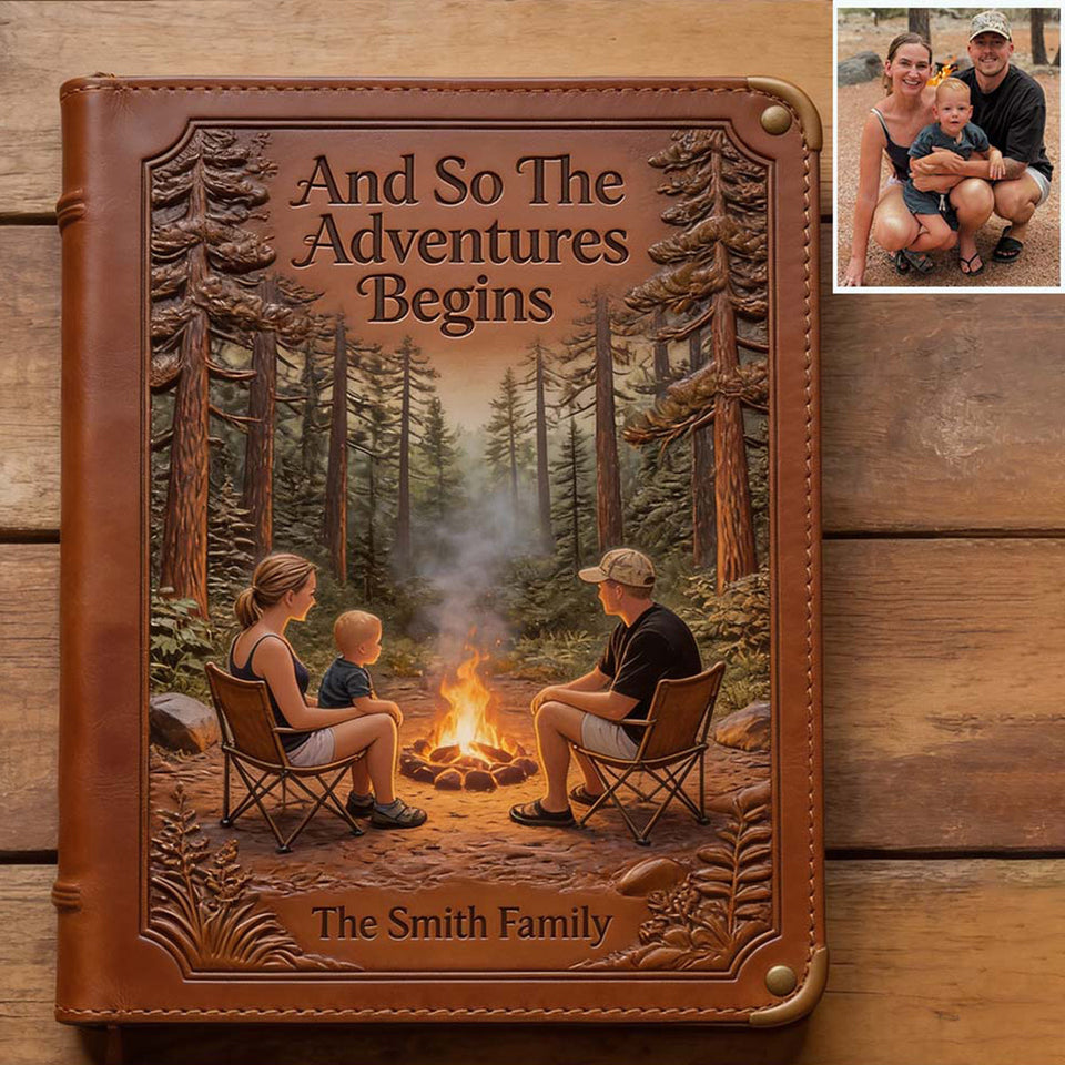 Our Happy Place - Personalized Camping Leather Journal