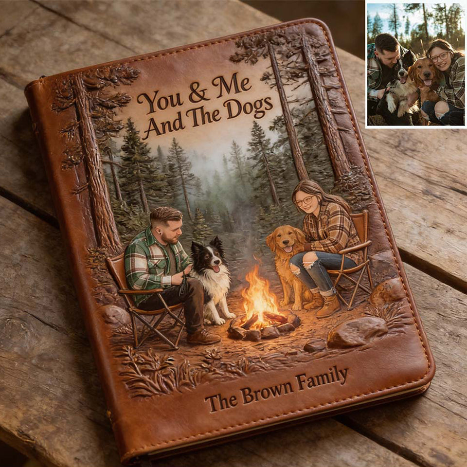 Our Happy Place - Personalized Camping Leather Journal
