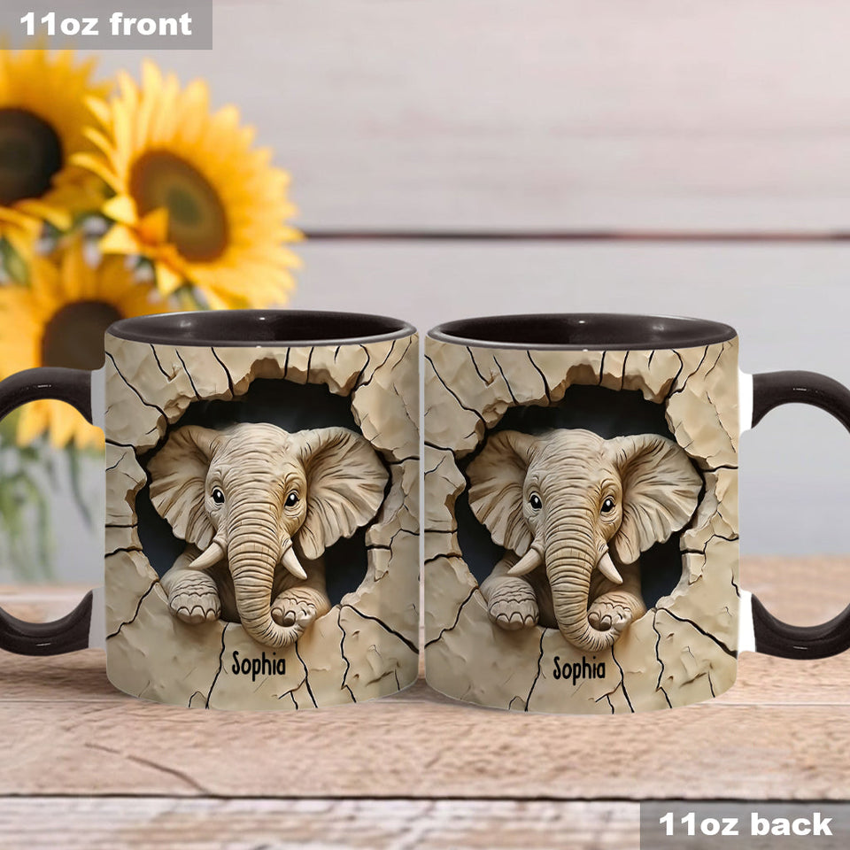 Love Elephant - Personalized Elephant Accent Mug
