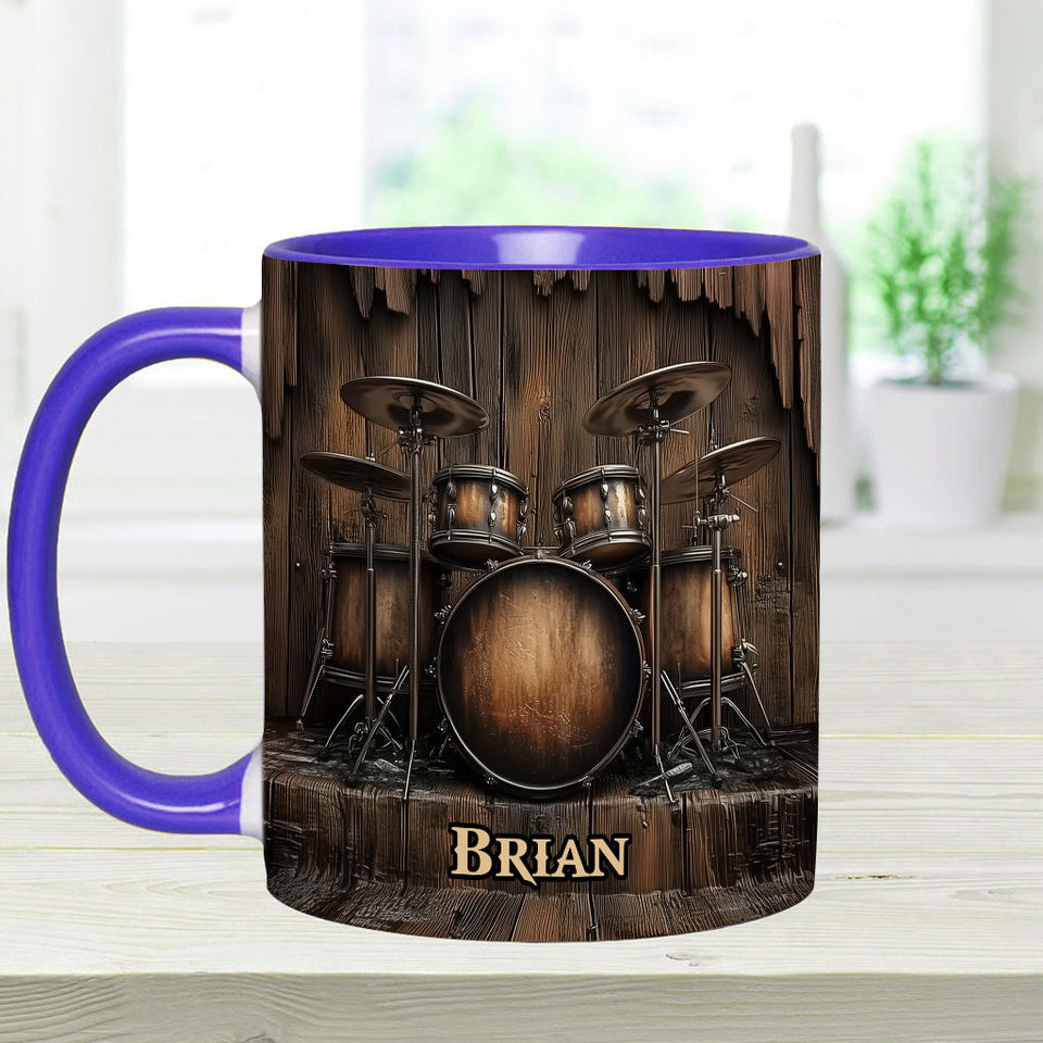 Vintage Drum-Themed Mug - Personalized Drummer Accent Mug