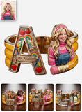 Best Teacher Ever - Personalized Teacher Shaped Cuff Bracelet
