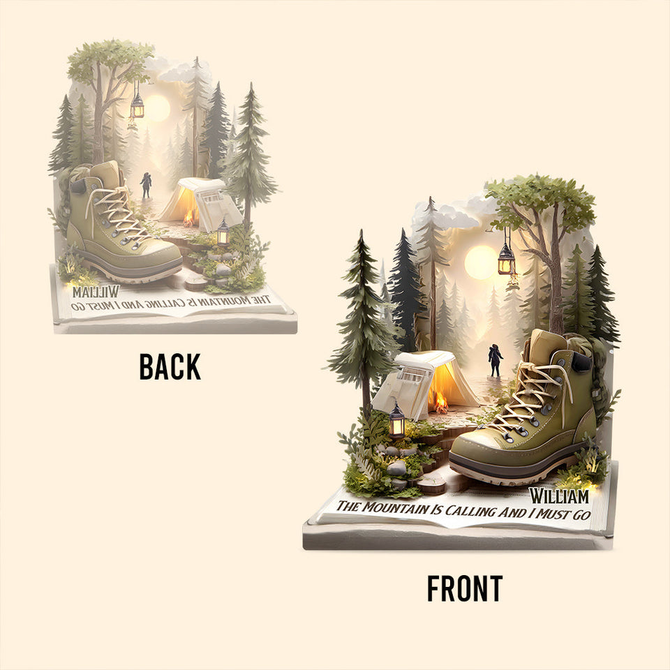 The Mountain Is Calling And I Must Go - Personalized Camping Custom Shaped Acrylic Plaque
