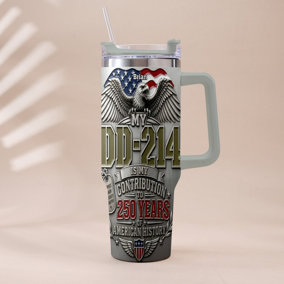 250 Years Of America History - Personalized Veteran Tumbler With Handle