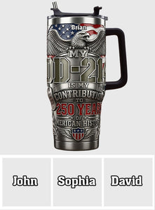 250 Years Of America History - Personalized Veteran Tumbler With Handle