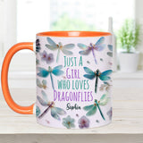 Just A Girl Who Loves Dragonflies - Personalized Dragonfly Accent Mug