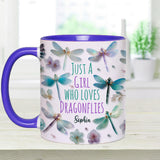 Just A Girl Who Loves Dragonflies - Personalized Dragonfly Accent Mug