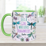 Just A Girl Who Loves Dragonflies - Personalized Dragonfly Accent Mug