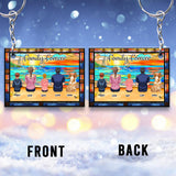 Family Sitting Back View Beautiful Ocean - Personalized Family Keychain