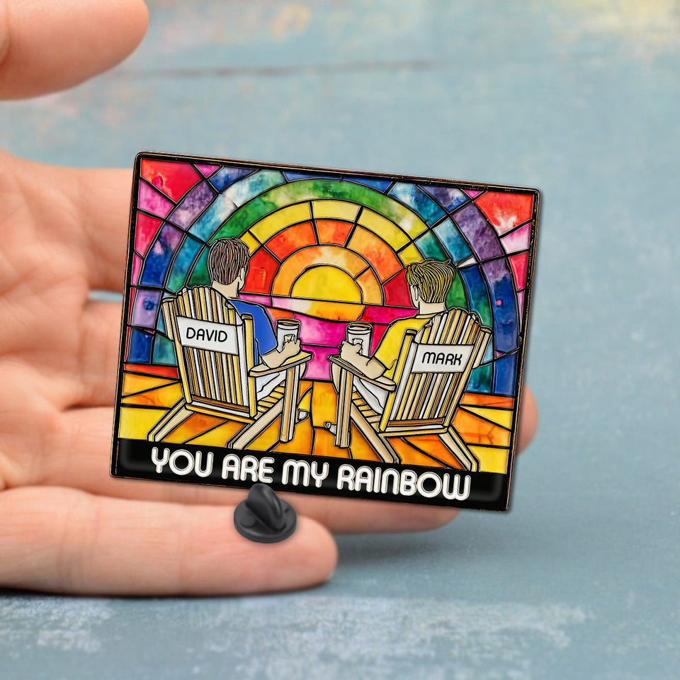 Rainbow Couple Love - Personalized LGBT Support Pin