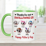 Mom Thanks For Not Swallowing Me - Personalized Mother Accent Mug
