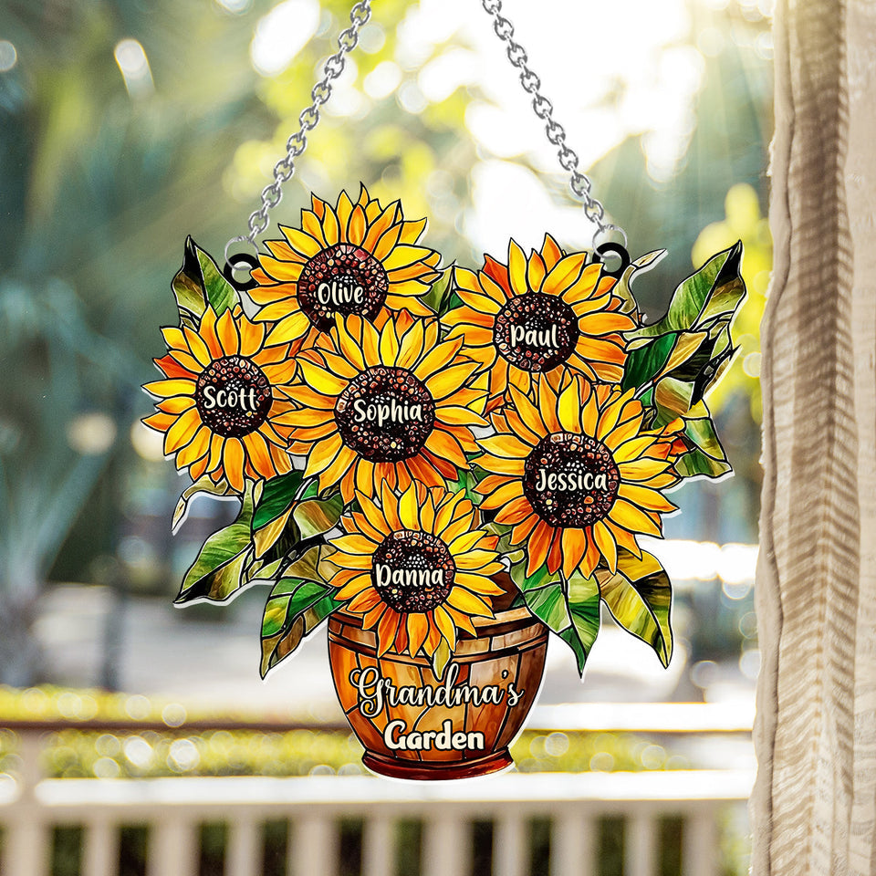Grandma's Mom's Garden - Personalized Grandma Window Hanging Suncatcher Ornament