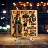 Dad Loves Fishing - Personalized Father 2 Layered Wood Sign / Wood Plaque