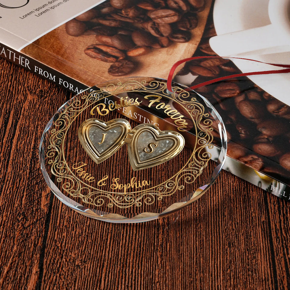 Besties Forever - Personalized Bestie Round Shaped Glass Ornament