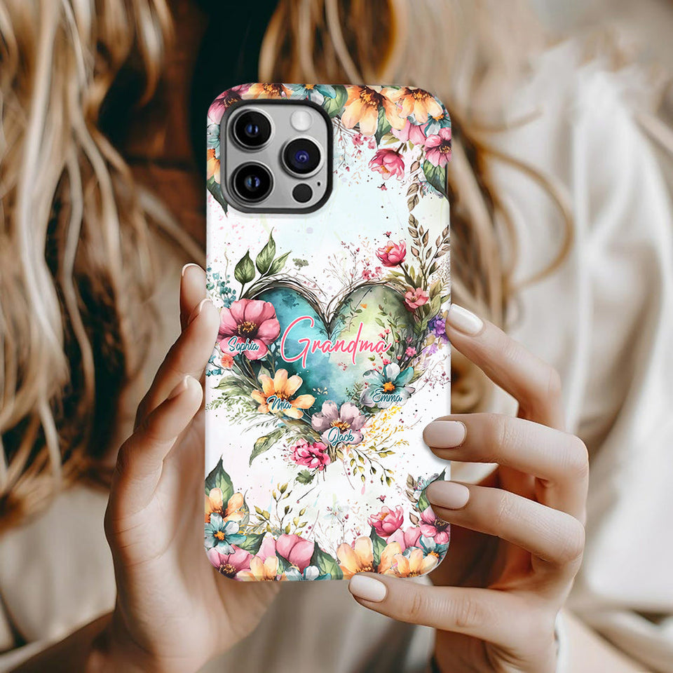 Grandma's Mom's Flowers - Personalized Grandma Full Print Phone Case