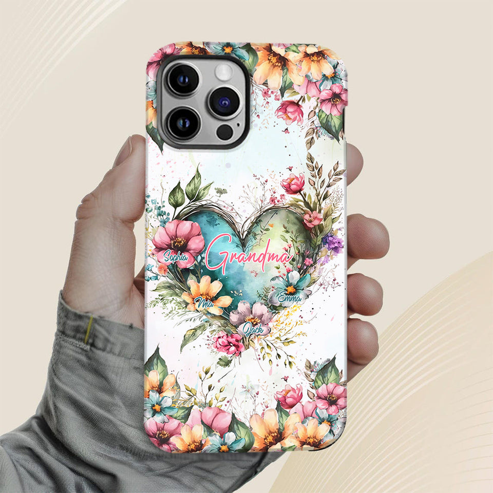 Grandma's Mom's Flowers - Personalized Grandma Full Print Phone Case