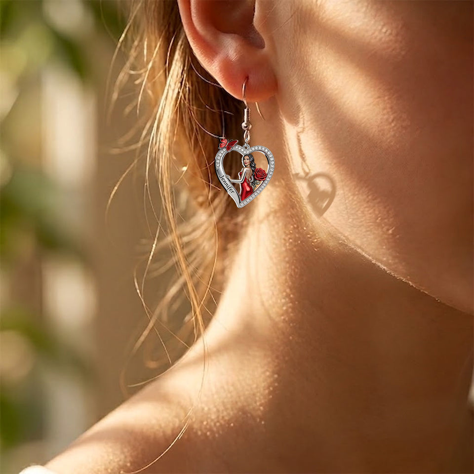 Floral Heart - Personalized Self Love Earrings With Card