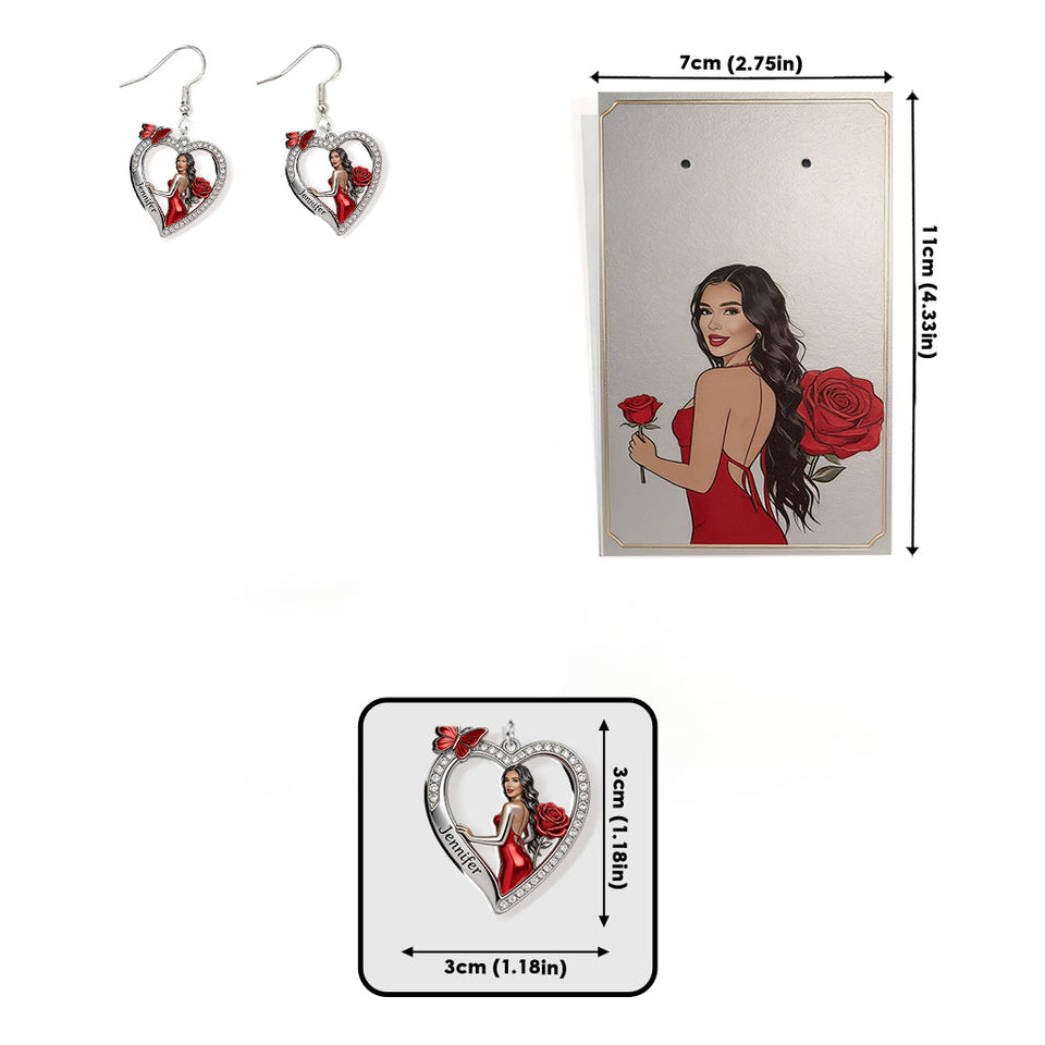 Floral Heart - Personalized Self Love Earrings With Card
