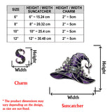Floral With Hat - Personalized Witch Window Hanging Suncatcher With Custom Charms
