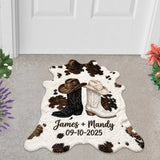 Farm House Decoration, Cowboy & Cowgirl Couple - Personalized Western Outfit Shaped Doormat/ Rug